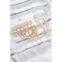 Pirinç Halka Model Gold Renk Kadın Set Küpe