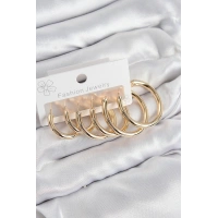 Pirinç Halka Model Gold Renk Kadın Set Küpe