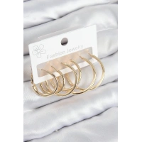 Pirinç Halka Model Gold Renk Kadın Set Küpe