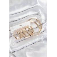Pirinç Halka Model Gold Renk Kadın Set Küpe