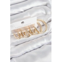 Pirinç Halka Model Gold Renk Kadın Set Küpe