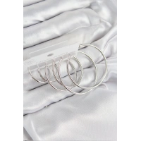 Pirinç Halka Model Gümüş Renk Kadın Set Küpe