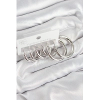 Pirinç Halka Model Gümüş Renk Kadın Set Küpe