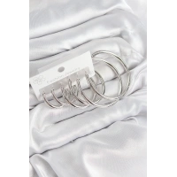 Pirinç Halka Model Gümüş Renk Kadın Set Küpe