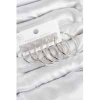 Pirinç Halka Model Gümüş Renk Kadın Set Küpe