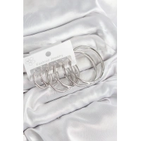 Pirinç Halka Model Gümüş Renk Kadın Set Küpe