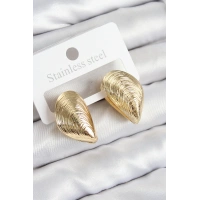 Pirinç İstiridye Model Gold Renk Kadın Küpe