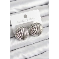 Pirinç İstiridye Model Gümüş Renk Kadın Küpe