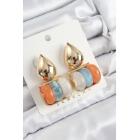 Pirinç Karışık Renk Vintage Model Kadın Küpe