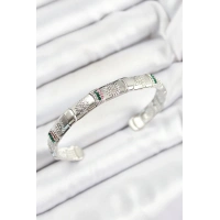 Pirinç Karışık Zirkon Taşlı Çiçek Model Gümüş Renk Altı Açık Kadın Bileklik