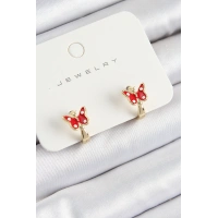 Pirinç Kelebek Model Gold Renk Çocuk Küpe