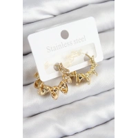 Pirinç Kıvrımlı Halka Model Gold Renk Kadın Küpe