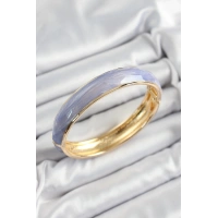 Pirinç Mavi Mor Mineli Mermer Desen Model Gold Renk Kadın Kelepçe