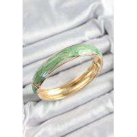 Pirinç Mavi Yeşil Mineli Mermer Desen Model Gold Renk Kadın Kelepçe