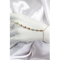 Pirinç Renkli Kare Zirkon Taşlı Y Model Gold Renk Kadın Şahmeran