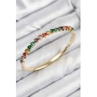 Pirinç Renkli Zirkon Taşlı Kalp Model Gold Renk Kadın Kelepçe