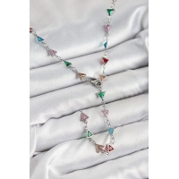 Pirinç Renkli Zirkon Taşlı Üçgen Model Gümüş Renk Kadın Y Kolye