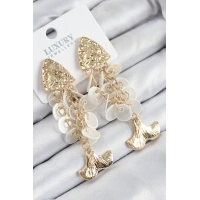 Pirinç Sallantılı Sedefli Balık Model Gold Renk Kadın Küpe