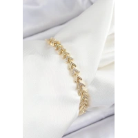 Pirinç Sıralı Ok Model Zirkon Taşlı Gold Renk VİP Seri Kadın Bileklik