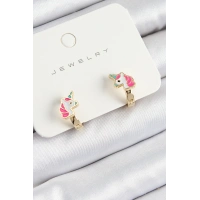 Pirinç Unıcorn Model Gold Renk Çocuk Küpe