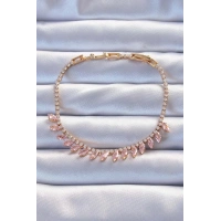 Pirinç Vip Seri Altın Renk Pembe Zirkon Taşlı Bileklik