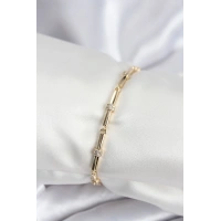 Pirinç VIP Seri Gold Renk Parçalı Model Zirkon Taşlı Kadın Bileklik