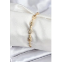 Pirinç VIP Seri Gold Renk Sıralı Damla Model Kadın Bileklik