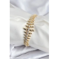 Pirinç VIP Seri Gold Renk Sıralı Damla Model Kadın Bileklik