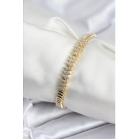 Pirinç VIP Seri Gold Renk Zirkon Taşlı Arpa Model Kadın Bileklik