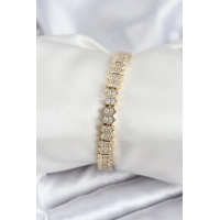 Pirinç VIP Seri Gold Renk Zirkon Taşlı Kadın Bileklik