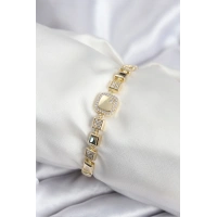 Pirinç VIP Seri Gold Renk Zirkon Taşlı Model Kadın Bileklik