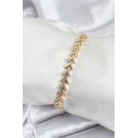 Pirinç VIP Seri Gold Zirkon Taşlı Balık Sırtı Model Kadın Bileklik