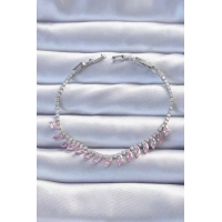 Pirinç Vip Seri Gümüş Renk Pembe Zirkon Taşlı Bileklik