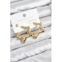 Pirinç Yıldız Model Gold Renk Kadın Küpe