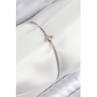 Pirinç Zirkon Taşlı Arı Model Ezme Zincir Gümüş Renk Kadın Bileklik