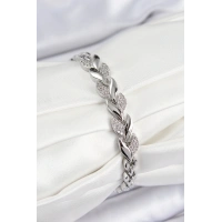 Pirinç Zirkon Taşlı Balık Kuyruğu Model Gümüş Renk Kadın Bileklik