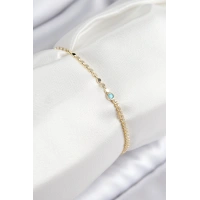 Pirinç Zirkon Taşlı Boncuk Model Ezme Zincir Gold Renk Kadın Bileklik