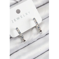 Pirinç Zirkon Taşlı Çiçek Desenli Model Gümüş Renk Kadın Küpe