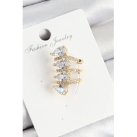 Pirinç Zirkon Taşlı Damla Model Gold Renk Sağ Kıkırdak Küpe