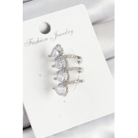 Pirinç Zirkon Taşlı Damla Model Gümüş Renk Sağ Kıkırdak Küpe