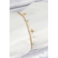 Pirinç Zirkon Taşlı Deniz Yıldızı Model Gold Renk Kadın Bilekilk