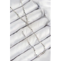 Pirinç Zirkon Taşlı Ezme Zincirli Deniz Yıldızı Model Gümüş Renk Y Kolye