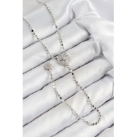 Pirinç Zirkon Taşlı Ezme Zincirli Madalyon Model Gümüş Renk Y Kolye