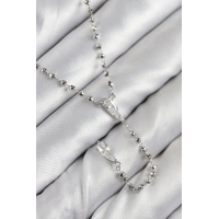 Pirinç Zirkon Taşlı Gümüş Renk Kadın Y Kolye