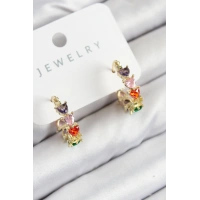 Pirinç Zirkon Taşlı Kalp Model Gold Renk Kadın Küpe