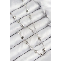 Pirinç Zirkon Taşlı Kalp Model Gümüş Renk Y Kolye