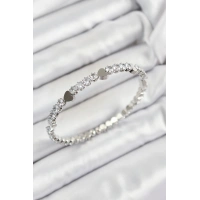 Pirinç Zirkon Taşlı Kalp Model Gümüş Renk Yaylı Kadın Bileklik