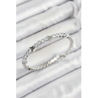 Pirinç Zirkon Taşlı Kalp Model Gümüş Renk Yaylı Kadın Bileklik