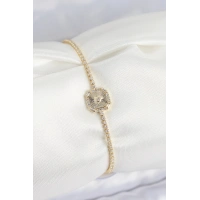 Pirinç Zirkon Taşlı Kare Model Gold Renk Kadın Bilekilk