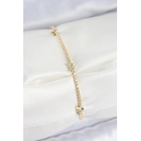 Pirinç Zirkon Taşlı Kelebek Model Gold Renk Kadın Bilekilk